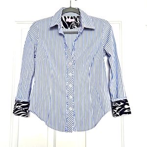 3/$25 Lilly Pulitzer Ruffle Constrast Pinstripe Button-Down Shirt S 4
